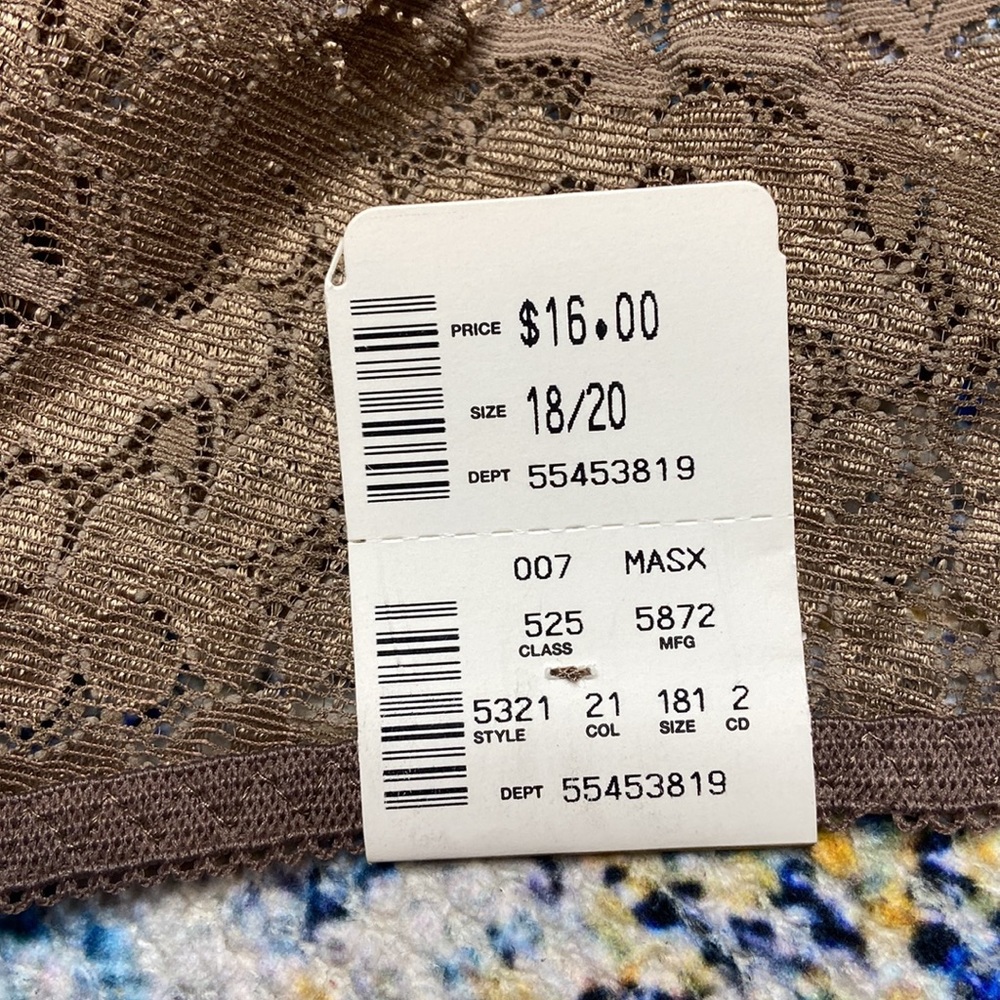 NWT Vintage Intimates by Lane Bryant Bronze Lace Bow Accent High Cut Thong 18/20 - Picture 4 of 9